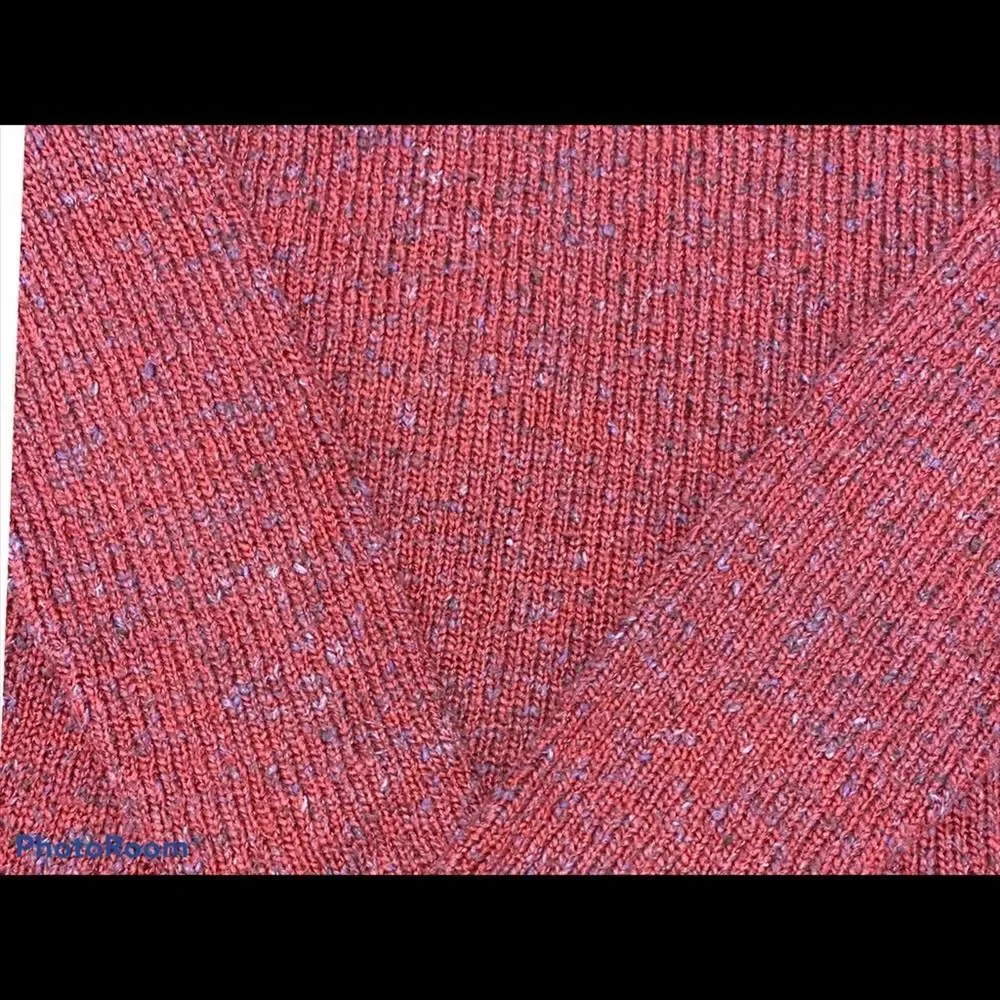 Relais Knitwear Chunky Knit V-Neck Sweater Multicolor knit Details Red Large‎ - Picture 8 of 9